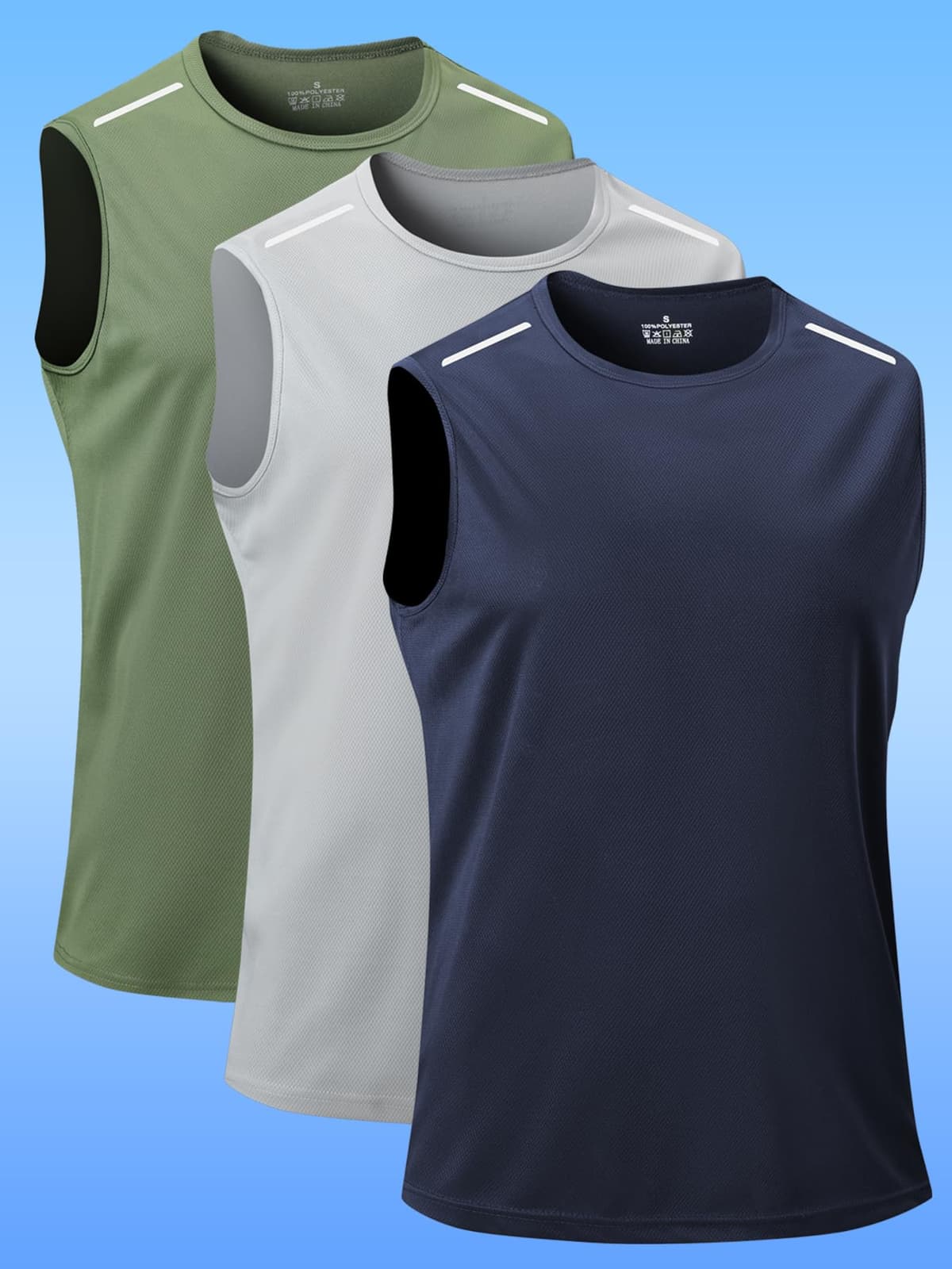 Paquete de 3 camisetas sin mangas para hombre, camisetas deportivas ligeras para viajes, deportes y uso casual