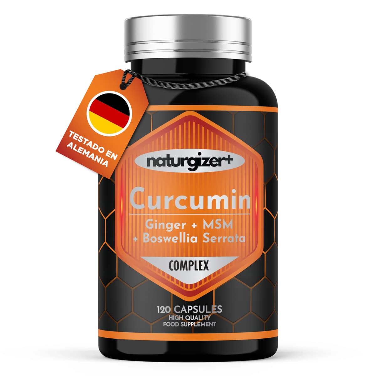 Cúrcuma LIPOSOMAL Complex con Jengibre, Boswellia, MSM | Alta Absorción | Apoyo Premium para Articulaciones, Músculos y Digestión | Curcumina en Cápsulas Vegetales |120 Cápsulas (60 Días) Naturgizer+