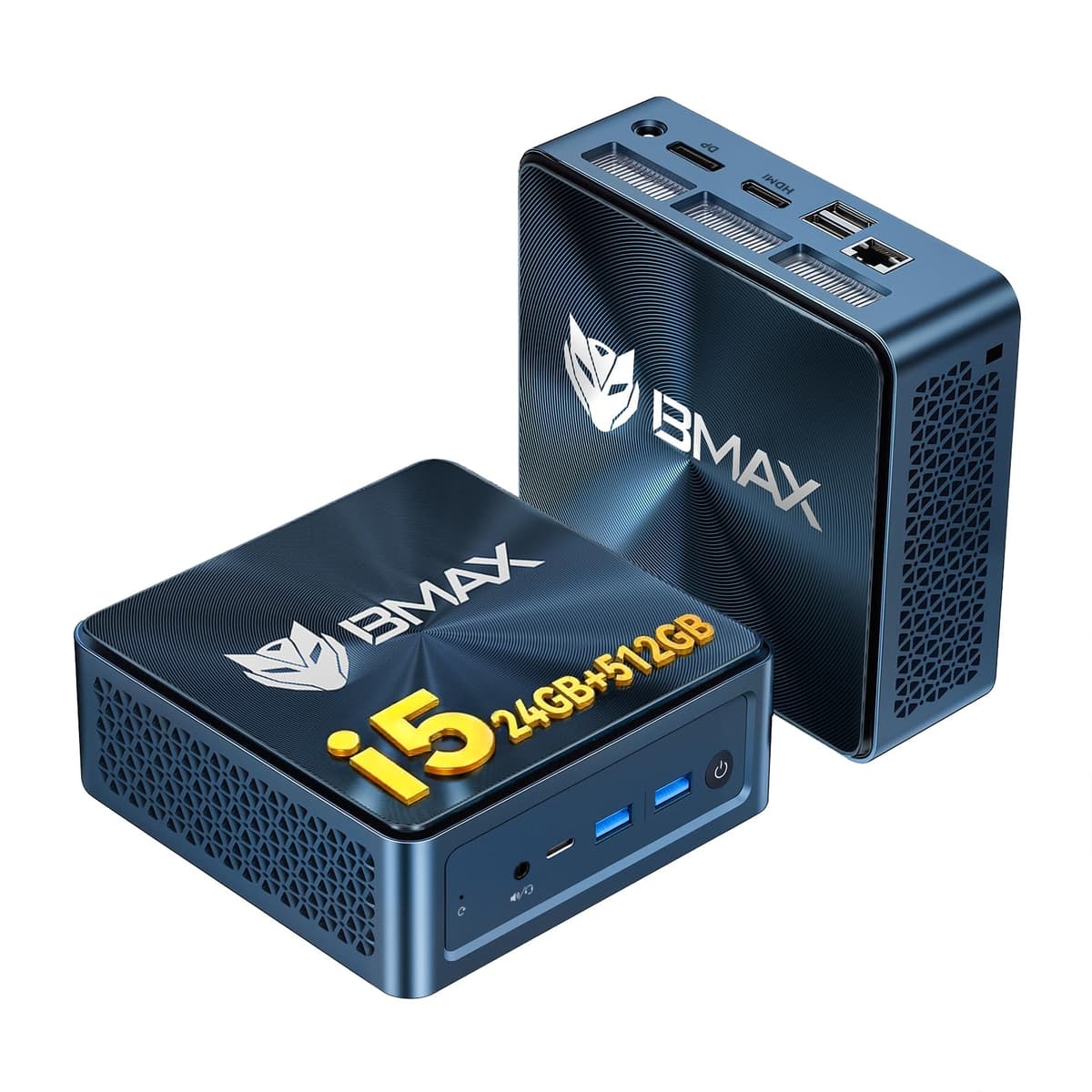 BMAX Mini PC B9Plus Intel Core i5-1235U (hasta 4,4 GHz, 10 C/12T), 24GB LPDDR5, 512 GB NVMe SSD Mini Ordenador de sobremesa, Wi-Fi 6, BT5.2, Triple Pantalla 4K 60Hz, HDMI,Tipo C, DP 1,4a, Micro PC