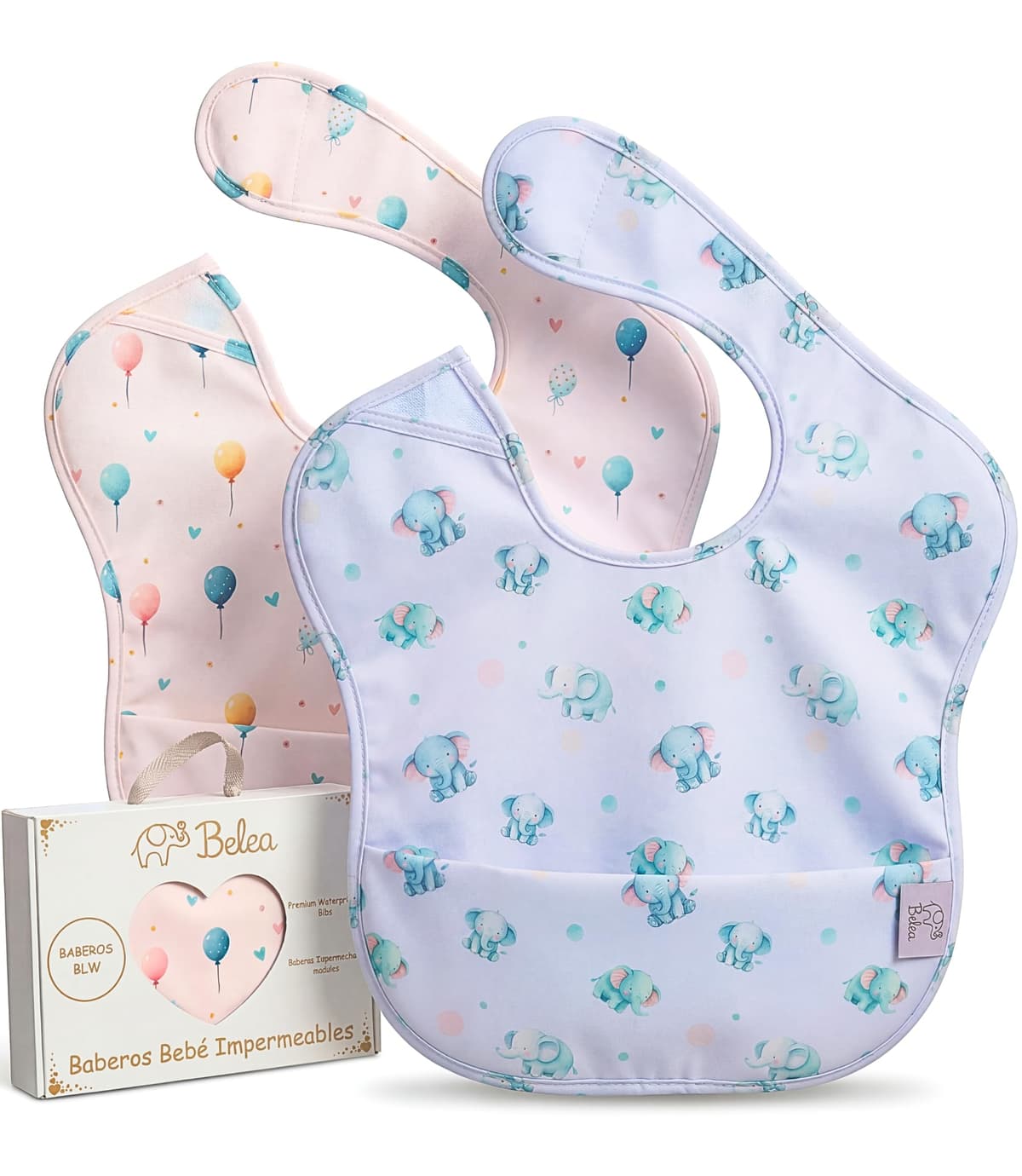 Pack 2 Baberos Bebe Impermeables Sin Mangas BLW 6 Meses a 5 Años Bolsillo Recogemigas Babete Impermeável Babero Infantil Sin BPA Regalo Baby Shower Cumpleaños Bebé