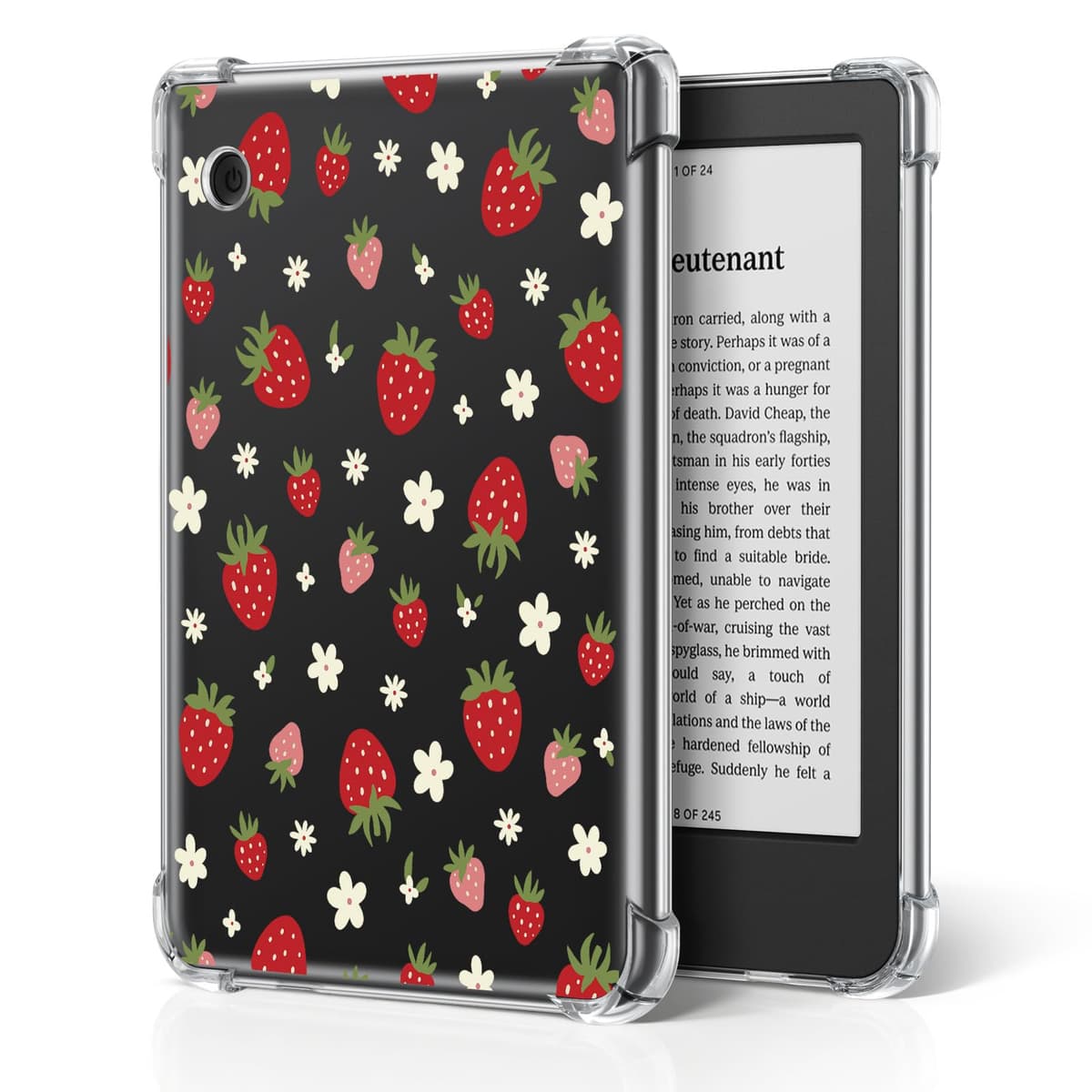 Case for Kobo Clara Colour & Clara BW/2E eReader 6”, Crystal Clear Thin Fit Protective Cover | Scratch-Resistant TPU Shell & Enhanced Grip | Showcase Your Style (Pink Strawberry Floral)