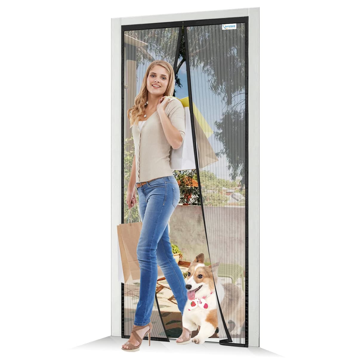 Mosquitera Puerta Magnética 145x210, JOY2SEE Mosquiteras para Puertas Negro, Proteger a su Familia