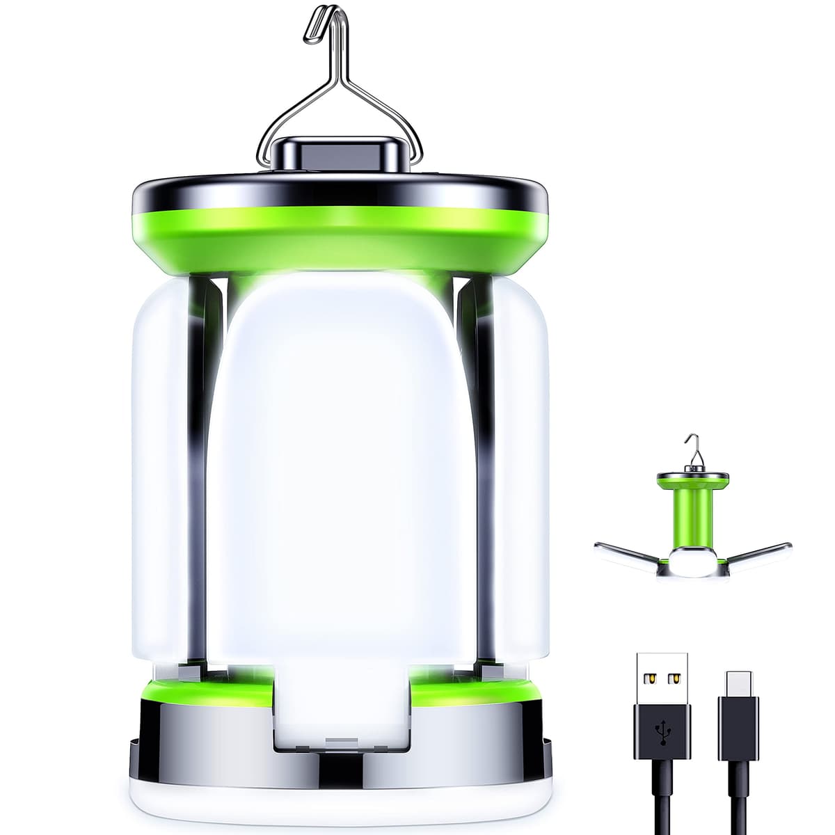Blukar Lámpara Camping, Linterna de Camping Led Recargable - 7 Modos Lluminación 60 LED Super Brillante Lampara Camping Más de 10 Horas de Duración de La Batería para Camping, Emergencia, Pesca, etc