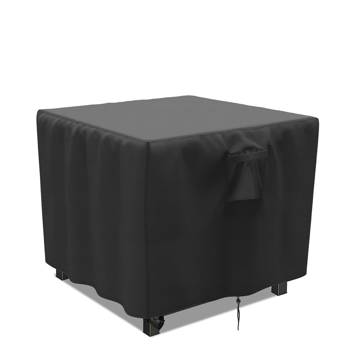 Fenghome Fire Pit Cover, Waterproof Square Fire Pit Cover with Adjustable Hem for Garden Furniture Fire Pit Table Heavy Duty Windproof Outdoor Fireplace Cover-76x76x63cm (Black)