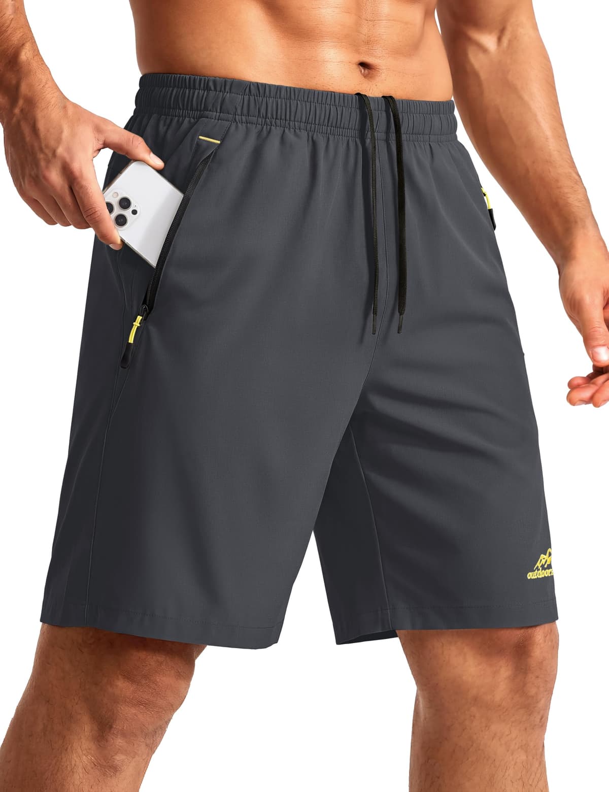 TACVASEN Men's Quick-Drying Training Shorts, Running Shorts, Breathable Sports Shorts with Zip Pockets
