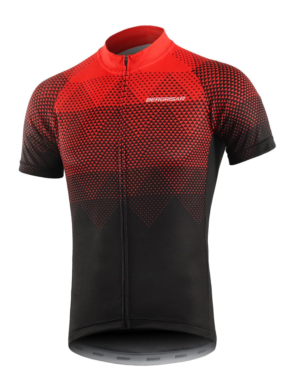 BERGRISAR Camiseta de Ciclismo de Manga Corta para Hombre, 3+1 Bolsillos con Cremallera
