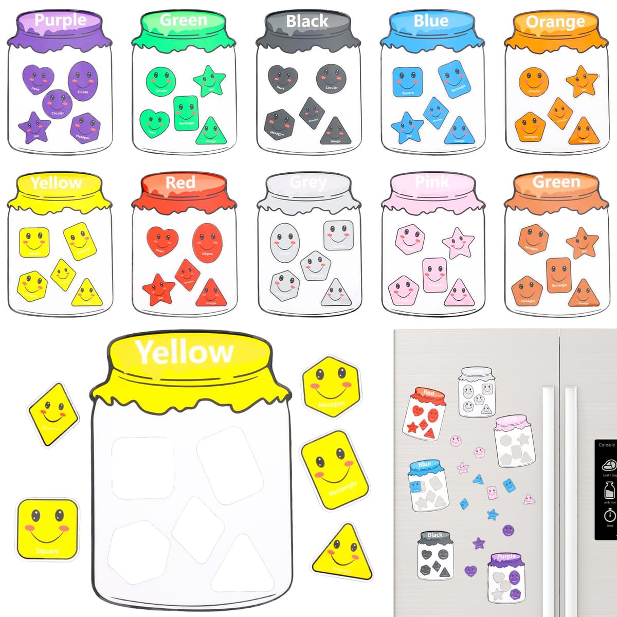 Juego de 10 imanes para nevera con imanes de clasificación de colores, actividades educativas de preescolar para niños, juegos sensoriales de coordinación ojo-mano (10 colores)