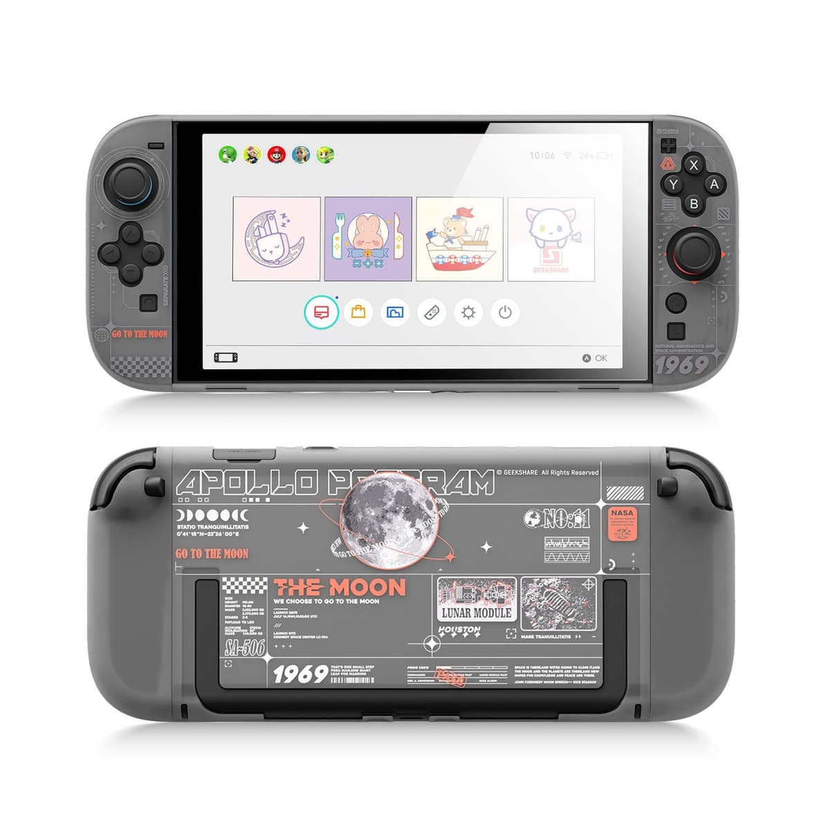 GeekShare Hard Case Compatible with Switch 2 (2025), Anti-Scratch Transparent Protective Cover Compatible with Switch 2 with Detachable JC handle, The Moon