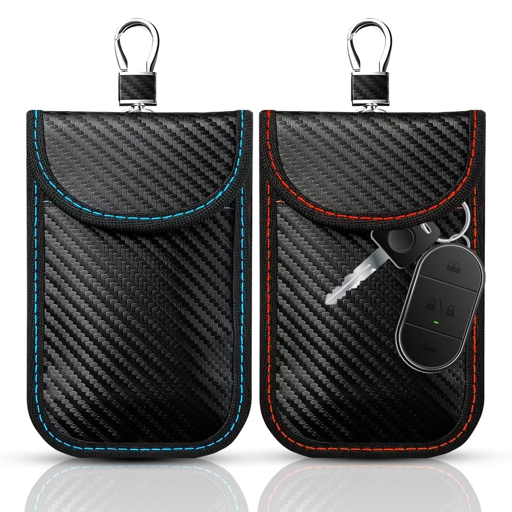Pouch for Car Keys, [2 Pack] Car Key Signal Blocking Case, RFID Key Pouch Keyless Car Blocker, Signal Blocker for Car Security Anti-Theft (Green + Red)