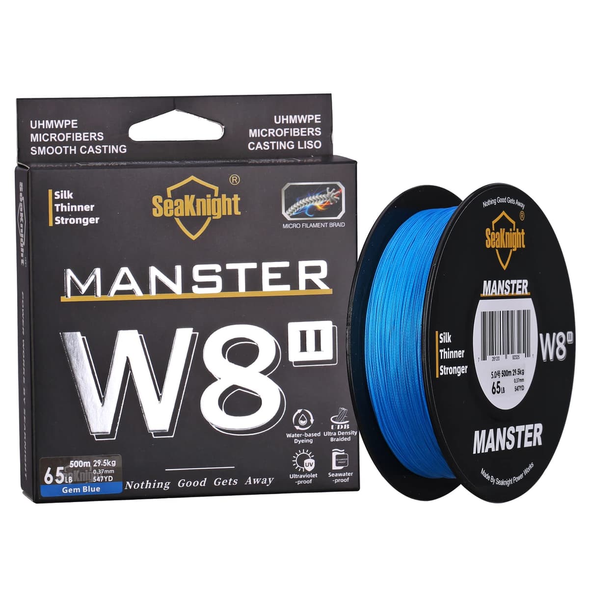 SeaKnight W8 II Sedal de Pesca Trenzado de Agua Salada de 8 Capas, 150 m/300 m/500 m, Polietileno Trenzado, 8 Hilos, para Carpa, Trucha, 15-100 kg