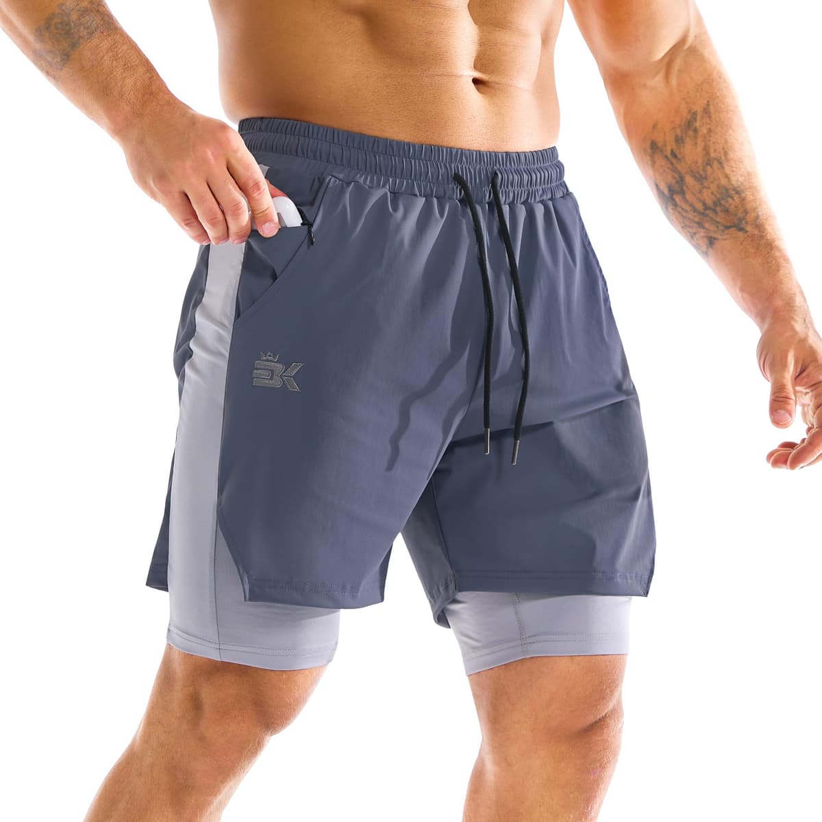ZENWILL DualArmor Pantalones Cortos Hombre Running Cremallera 2 en 1 Pantalón Corto Deporte Hombre Gym Secado Rápido