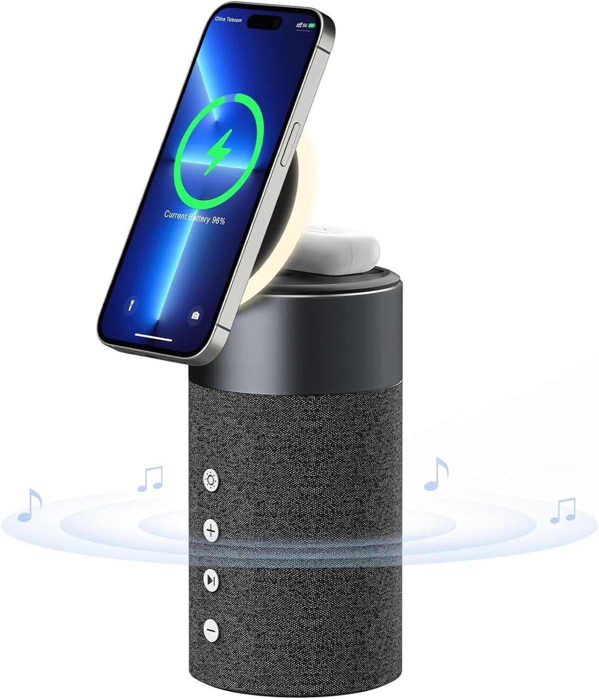 COLSUR Bluetooth Speaker, Wireless Charger, Bluetooth Speakers with Night Light, 2 in 1 Wireless Charging Station for iphone16/15/14/13/12 Series, for Air-Pods Pro/3/2（Gift Ideal）