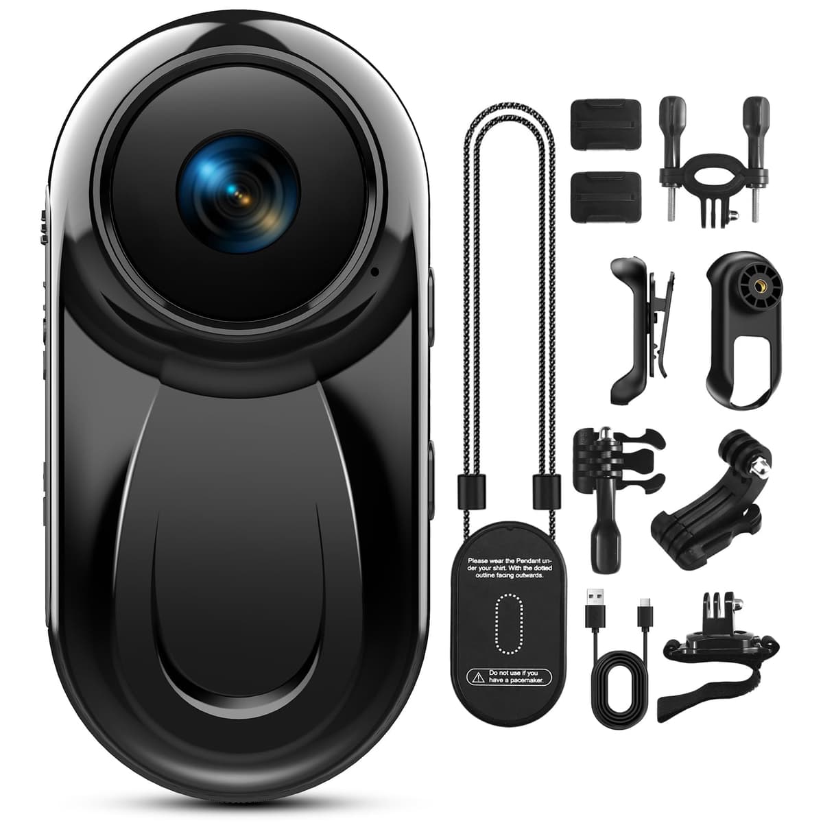 Thumb Action Camera 1080P, 512G Mini Body Camera with Magnetic & 360° Clip, Tiny Portable Vlogging Sports Cam Mount Anywhere, Hands-Free Video Recorder for Motorcycle/Travel/Bike(SD Card Not Included)