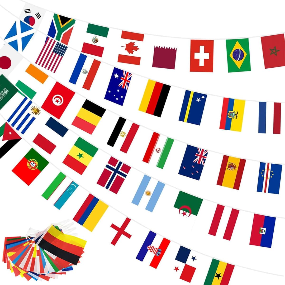 World Cup Bunting 2026, 48 Participating Countries Banner String Flags,World Cup Football 2026 Double Sided Fabric Flags for Bar, Pub,Street, Garden, Sports Event Decoration (20m/65.6ft)