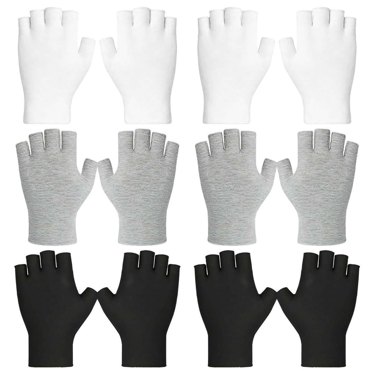 6 Pares Guantes de Algodon, Guantes Hidratantes sin Dedos, Guantes Finos de Algodón, para Manos Secas, SPA, Protección UV, para Inspección de Joyas, Manipulación de Monedas, Talla Única