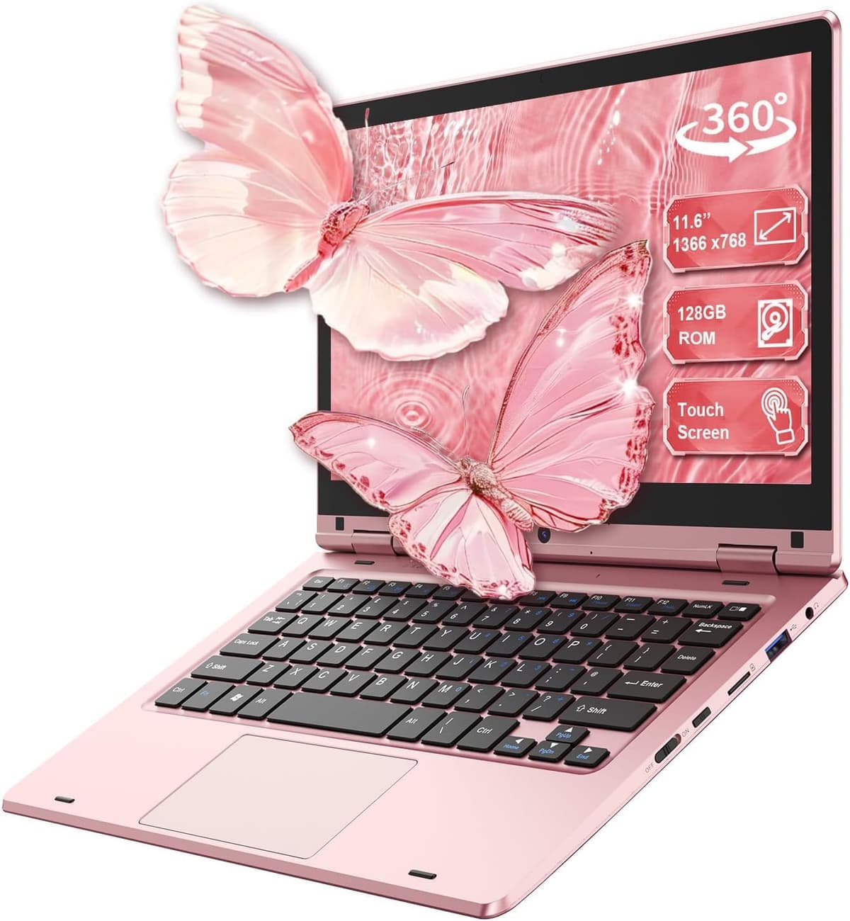 LEEDOW 11.6 inch Laptop 6GB RAM 128GB SSD, 360° Foldable Touchscreen Laptop Celeron N4020, Laptop Computer Support TF Card, 2.4G/5G Dual-Band WiFi, Bluetooth, USB 3.0 * 2 for Work, Education, Travel