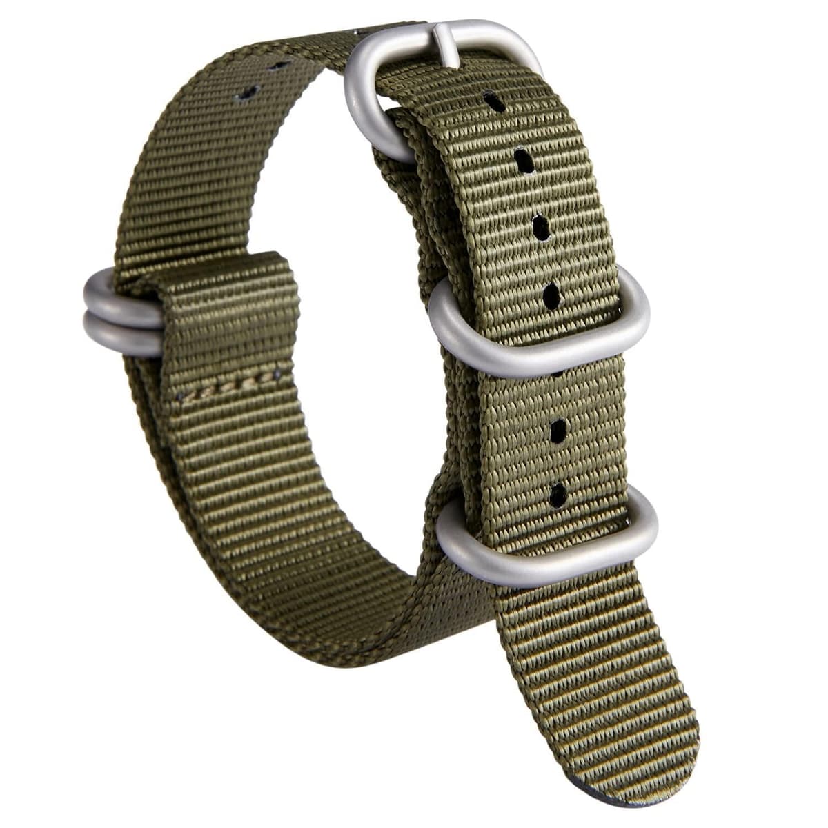 Nylon Watch Strap, Multicolor Watch Bands Replacement for Men Women 18mm 19mm 20mm 21mm 22mm 23mm 24mm G10 Premium Ballistic with Military Heavy Duty 5 Rings Silver/Black Stainless Steel Buckle