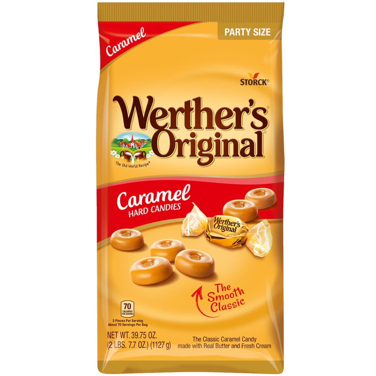 Original Caramel Hard Candy, 2.4LB Bulk Pack of Carmels Candy, Ideal for Sharing, Snacking, Parties and Gifting, Perfect for Stocking Up on Your Favorite Timeless Sweet Treat