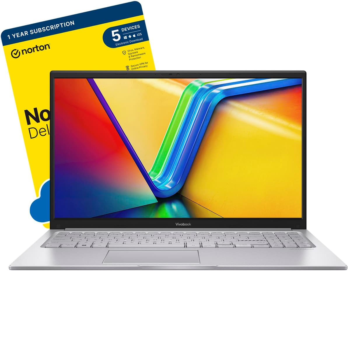 MESH Computers ASUS VivoBook 15 Intel Core i5-1334U (13th Gen), 8 GB RAM, 512 GB SSD, 15.6 inch FHD, Wi-Fi 6, Windows 11 Home includes Free Norton 360 Deluxe Antivirus Software