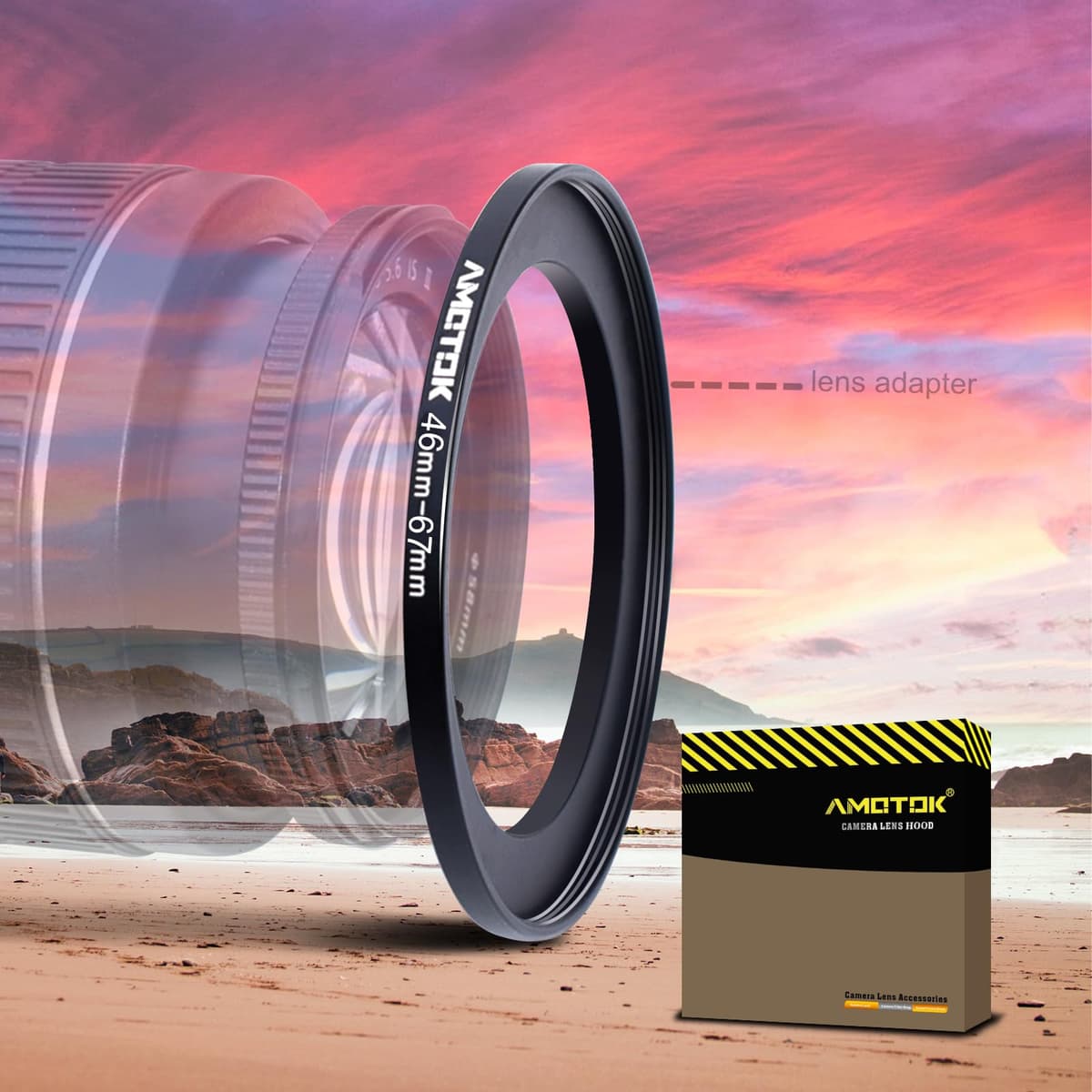 46mm a 67mm Adaptador de para Lente de cámara,Anillo Adaptador Paso hacia Arriba de Filtro de 46mm a 67mm,Compatible con Todos los Accesorios de Filtro de 67mm.Hecho de mecanizado CNC