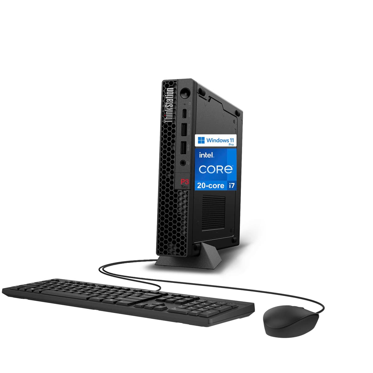 Lenovo ThinkStation P3 Tiny Desktop Computer, 20-core Intel Core i7-14700 vPro, 32GB DDR5, 1TB SSD, Display Port + HDMI, WiFi 6, RJ-45, USB-C, Wired Keyboard & Mouse, Windows 11 Pro