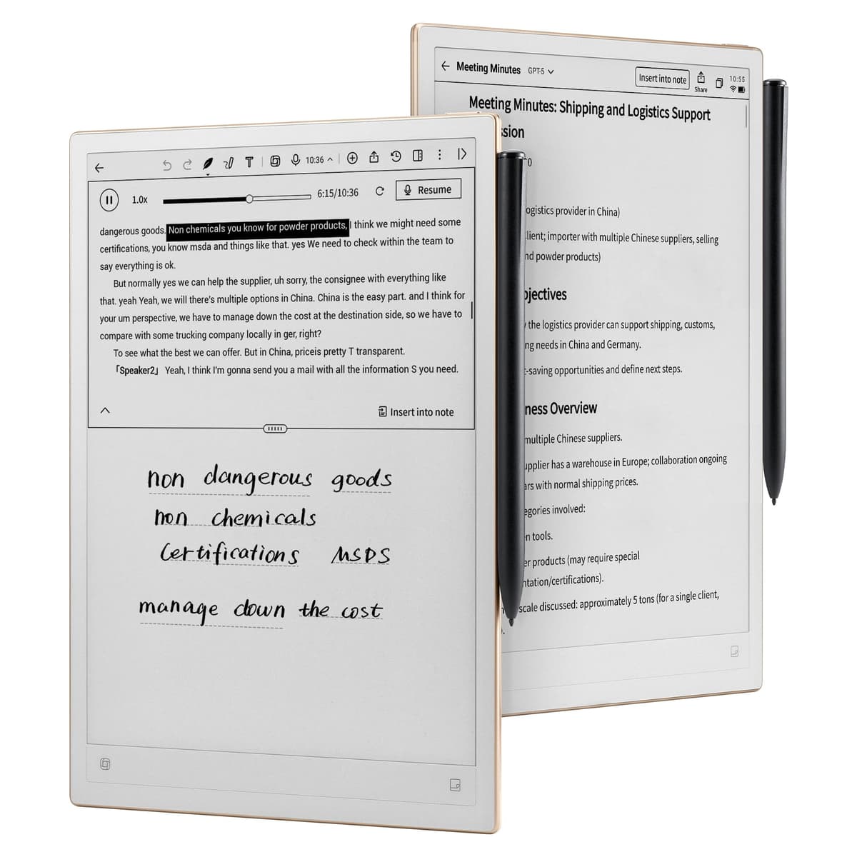iflytek AINOTE 2, 10.6 Inch E-Ink Tablet, AI Note Taking Tablet with ChatGPT-5, 4.2mm Ultra-Thin Digital Notebook with Voice to Text, 16 Languages Transcript, Written to
