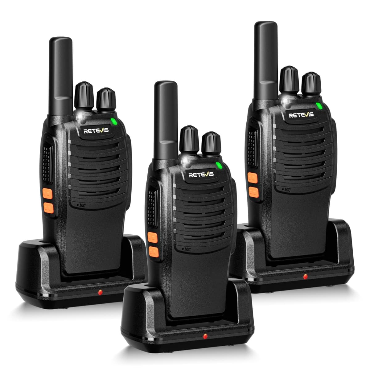 Retevis H777 Walkie Talkie, Portable PMR446 Radio Walkie Talkies for Adults, Easy of Use, USB A-Type C, VOX, Flashlight, Walkie Talkies 3 Pack for Family, Cycling, (Black, 3Pcs)