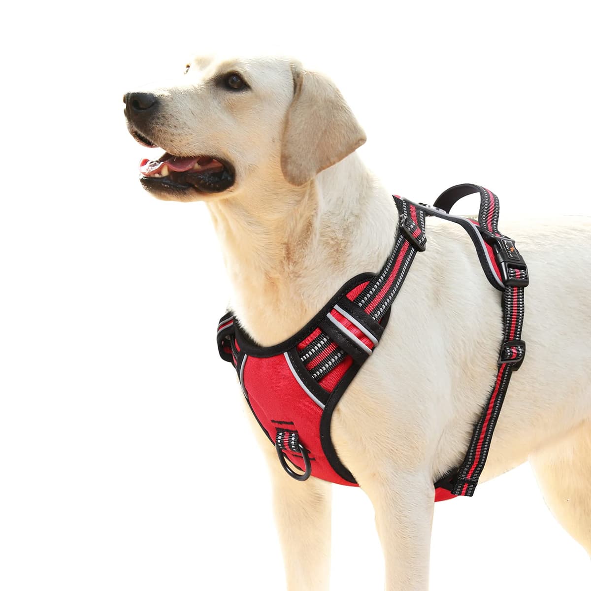 HEELE Arnés Antitirones, Suave y Acolchado para Perro Grande - Chaleco Reflectante y Ajustable con Múltiples Utilidades, Rojo, L