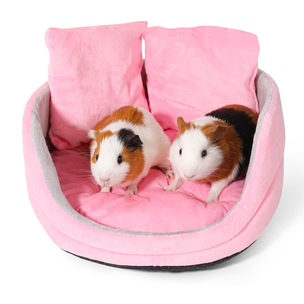 Guinea Pig Couch - Guinea Pig Bed, Removable Cushioned Pillow, Round Cuddle Cup Shape, Pure Pink and Gray, Ideal Bed for Small Pets