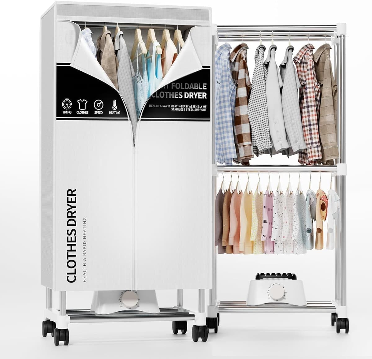 Clothes Dryer, Portable Drying Machine with Timer, 60inch Laundry Drying Wardrobe with Large Capacity, Electric Dryer/Rack for Home | Appartments (Grey LQ5)