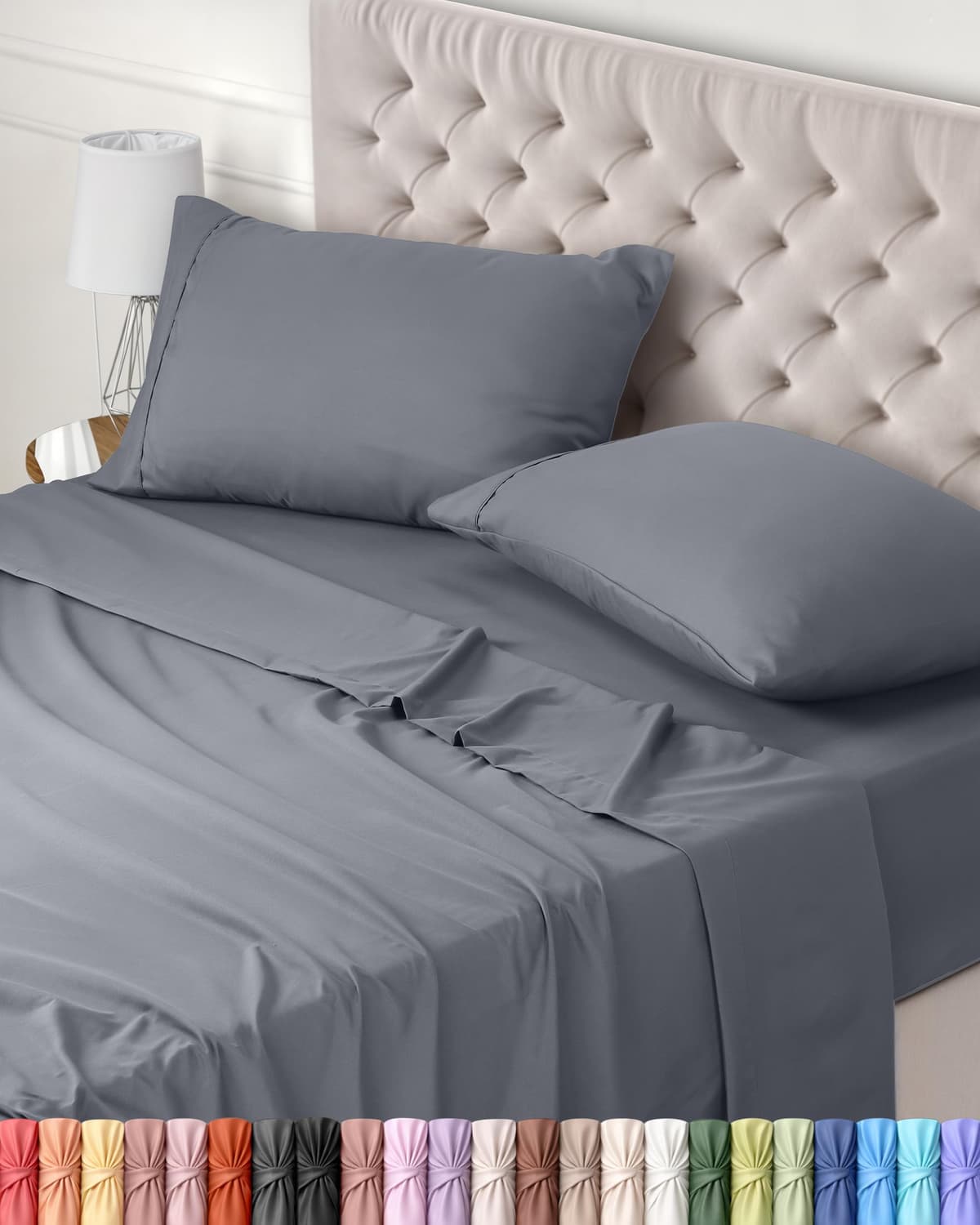 Utopia Bedding Juego de Sabanas 4 Piezas 135x190 - Poliéster Microfibra Cepillada - Oeko-Tex Certificado - Sábana Bajera, Sábana Plana y 2 Fundas de Almohada 50x75 (Cama 135, Gris)