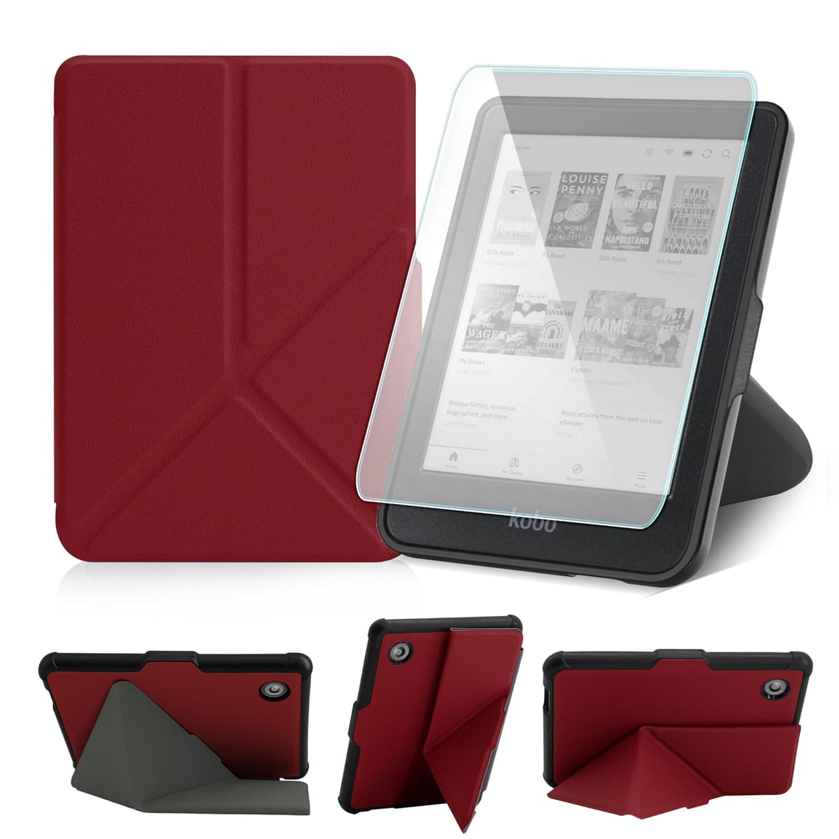Funda para Kobo Clara Colour (2024)/Clara BW (2024)/Clara 2E - Funda de 6 pulgadas con soporte de origami y encendido y apagado automático, incluye protector de pantalla, compatible con modelo N367