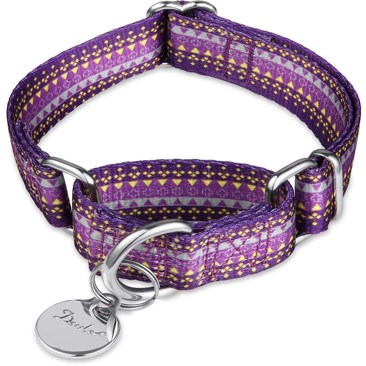Martingale Collars for Dogs – Soft Adjustable Dog Collar, Durable D-ring Heavy Duty, Choke Collar for Large Medium Small Dogs (Medium, 2.5cm Wide, Dark Purple)