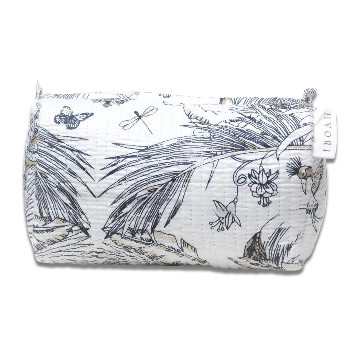 Neceser Print de Viaje Organizador, Bolsa de Aseo, Bolso Maquillaje de algodón Acolchado para Mujeres, Hombres y recién Nacidos con Forrado Impermeable Interior (Blanco Animales, Mediano)