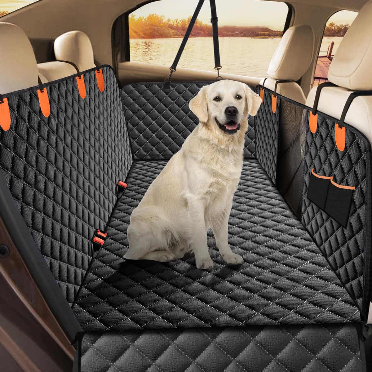 JOEJOY Dog Car Seat Cover Dog Hammock for Car Back Seat With Mesh Window and Side Protection, Rear Seat Covers Back Seat Cover Scratch Proof Nonslip Dog Seat Protector Cover For Most Cars/SUV