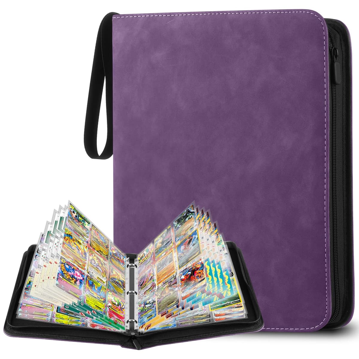 Album Cartas, Album para Cartas Magic, 900 Album Cromos, Álbum de Cartas Coleccionables, Carpeta Cartas Transparente, Morado