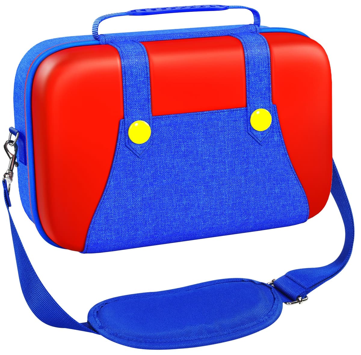 ivoler Carrying Storage All in One Case for Nintendo Switch 2, Portable Traveler Deluxe Carrying-All Protective Hard Messenger Bag Soft Lining Pouch 20 Games for Console & Accessories, Red+Blue