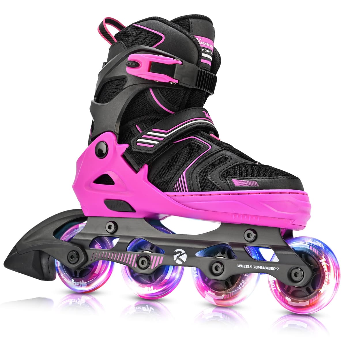 Kuxuan Skates Patines en línea ajustables para niños y niñas con ruedas luminosas, patines adolescentes para principiantes y mujeres