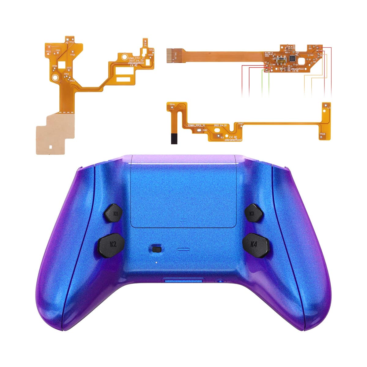 eXtremeRate HOPE Programable Remap Kit para Xbox Series X/S Mando Actualización Board & Carcasa Trasera & Agarre & Botones Posteriores para Xbox Series S/X Control-No Incluye Mando(Azul a Violeta)