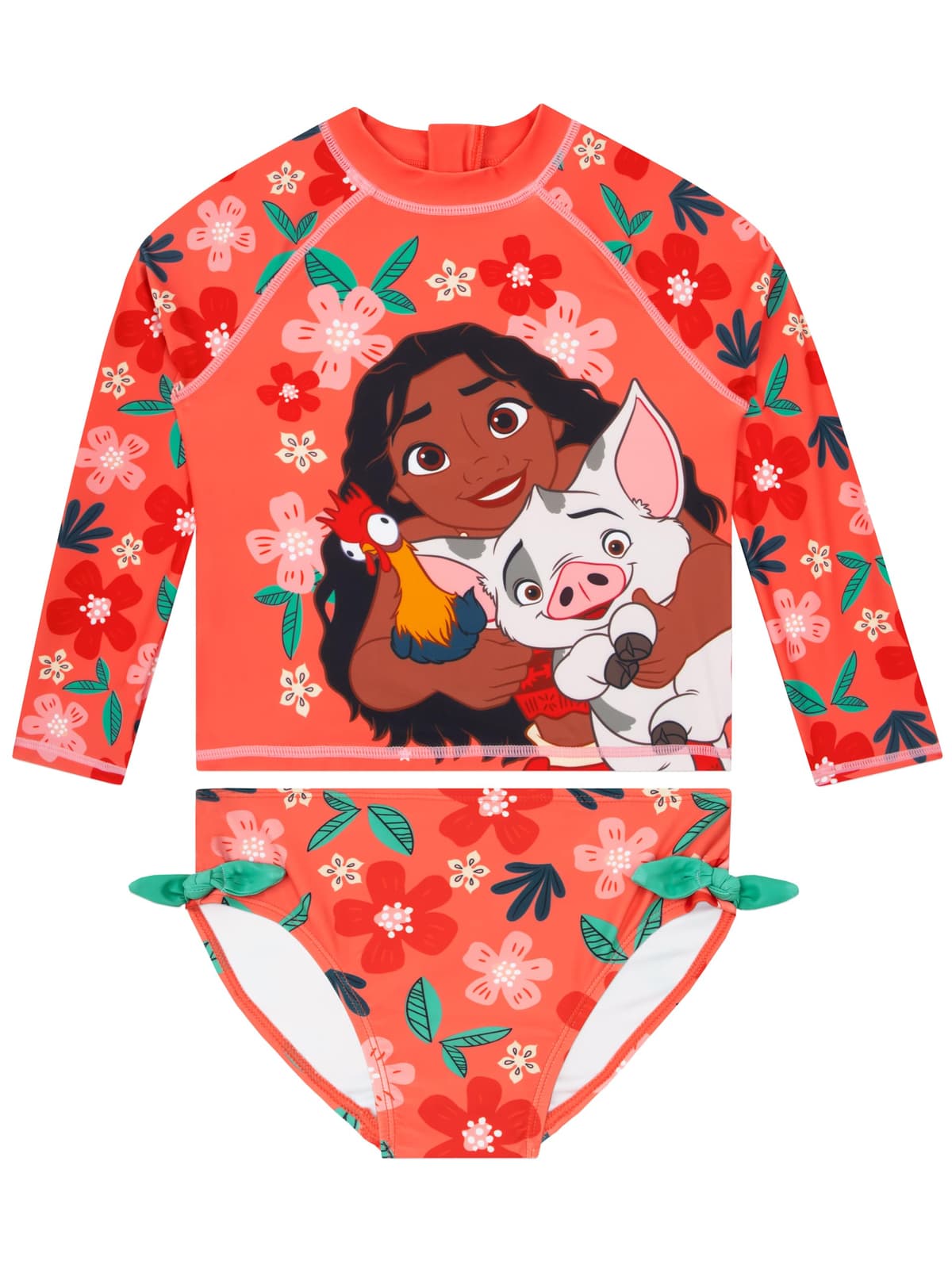 Disney Moana Bañador Natacion Niña, Bañador Niña Manga Larga con Arcos, Traje De Baño De Dos Piezas Moana