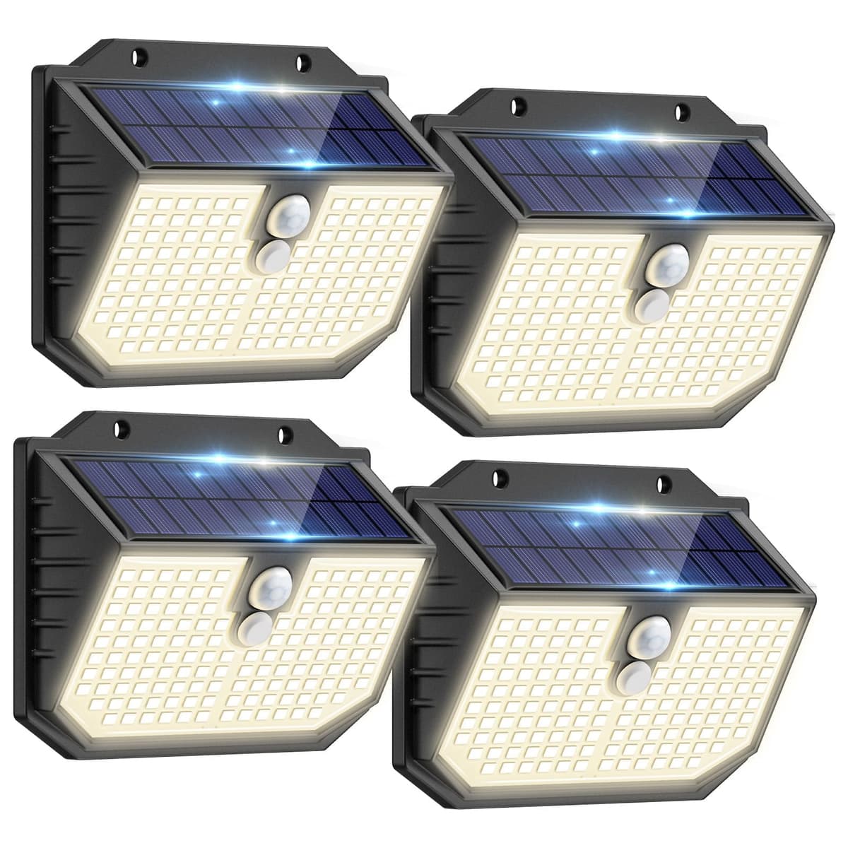 nipify Outdoor Solar Lights,Upgraded 5000K Neutral Solar Security/Wall Light, 3 Modes Motion Sensor and IP65 Waterproof Solar Lights Outdoor Garden for Outside Driveway Porch Garage Backyard (4 Pack)