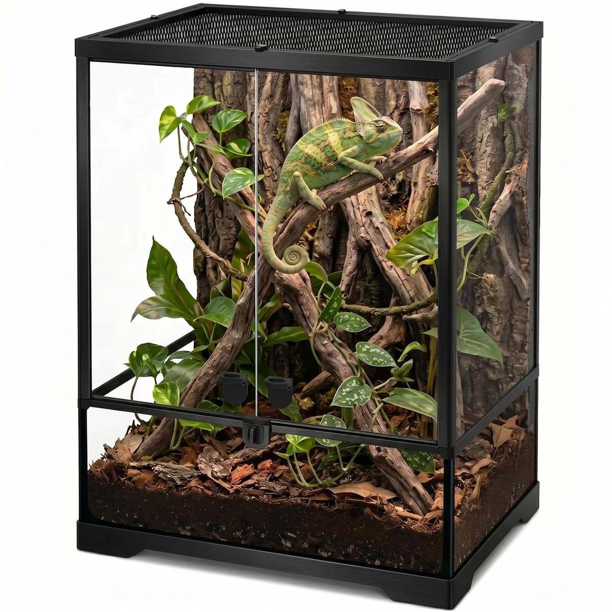 32 Gallon Professional Glass Terrarium 18"x18"x24" Durable Reptile Habitat Tank with Heat Resistant Aluminum Alloy Frame, Dual Front Swinging Doors for no Jam by Sand and Other Debris