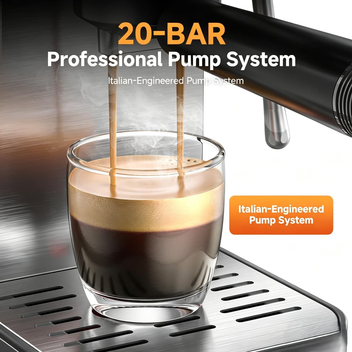 AMZCHEF Espresso Coffee Maker Self-Cleaning Function and Milk Frother — view 4