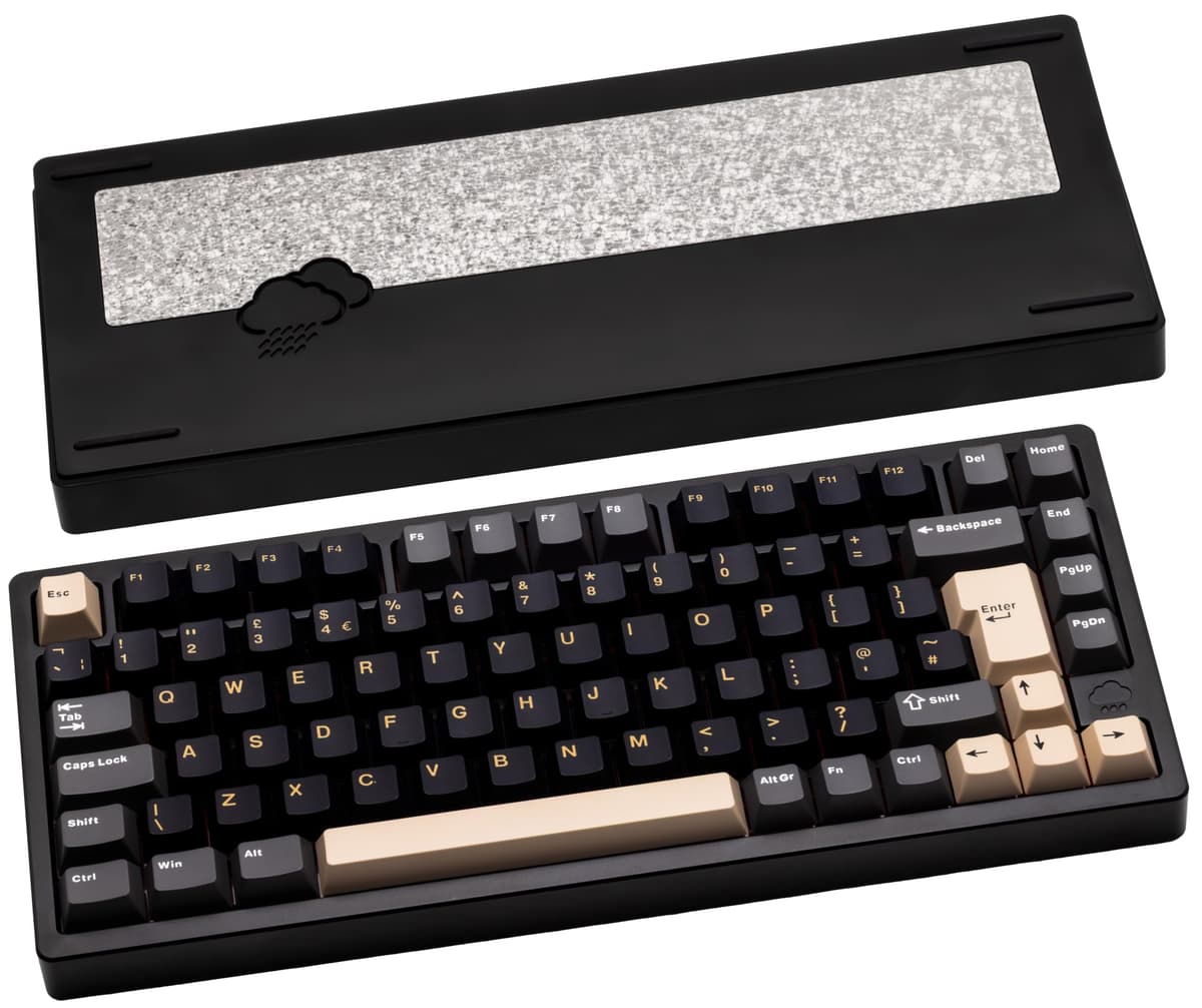 WOBKEY Rainy 75 Aluminum Cocoa Switch Mechanical Keyboard with Superior Acoustics, Wired, BT, 2.4G wireless Connectivity (Pro - Black(UK-ISO))