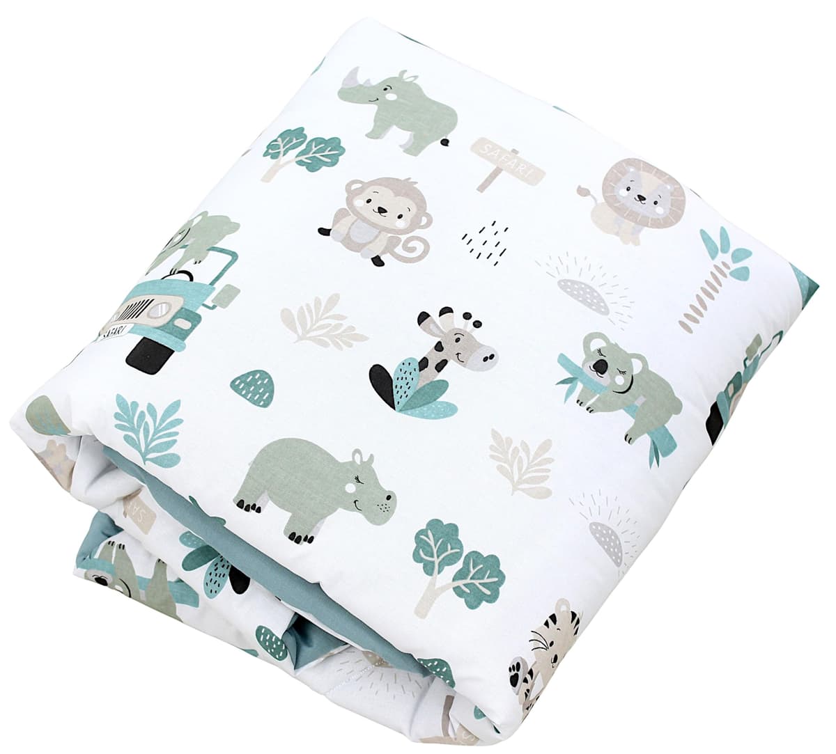TupTam Baby Play Mat Manta para Niños Pequeños 120 x 120 cm Manta de Juego Grande para Niños Acolchada XXL, Alrededor de 120 cm/Verde Zoo