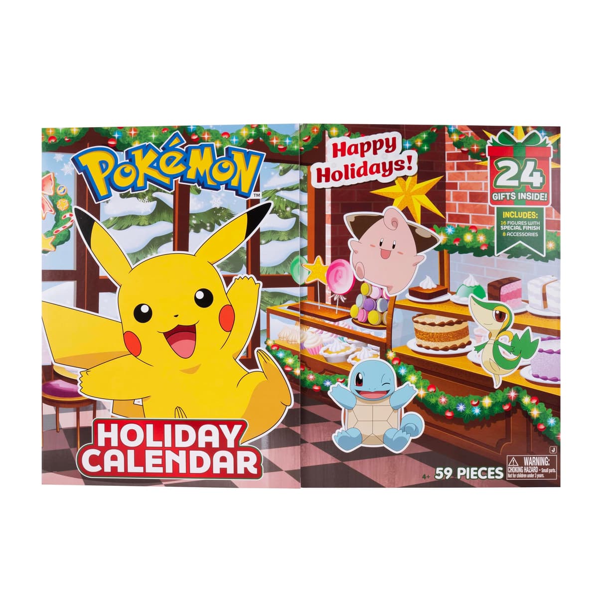 Pokémon Calendario Navideño 2025 - Incluye 16 figuras de batalla de 2 pulgadas con acabado especial y ocho accesorios únicos