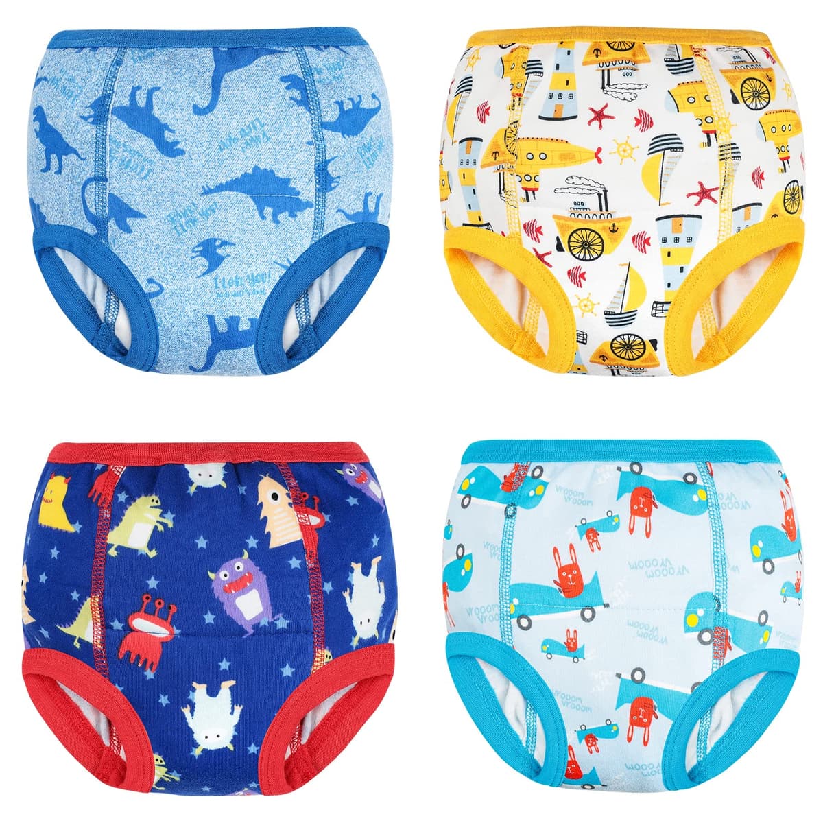 FLYISH DIRECT Calzones de Entrenamiento Pantalones de Entrenamiento para niños para niños y niñas, Calzoncillos de Entrenamiento para bebés de 4 Paquetes, para 2 a 6 años