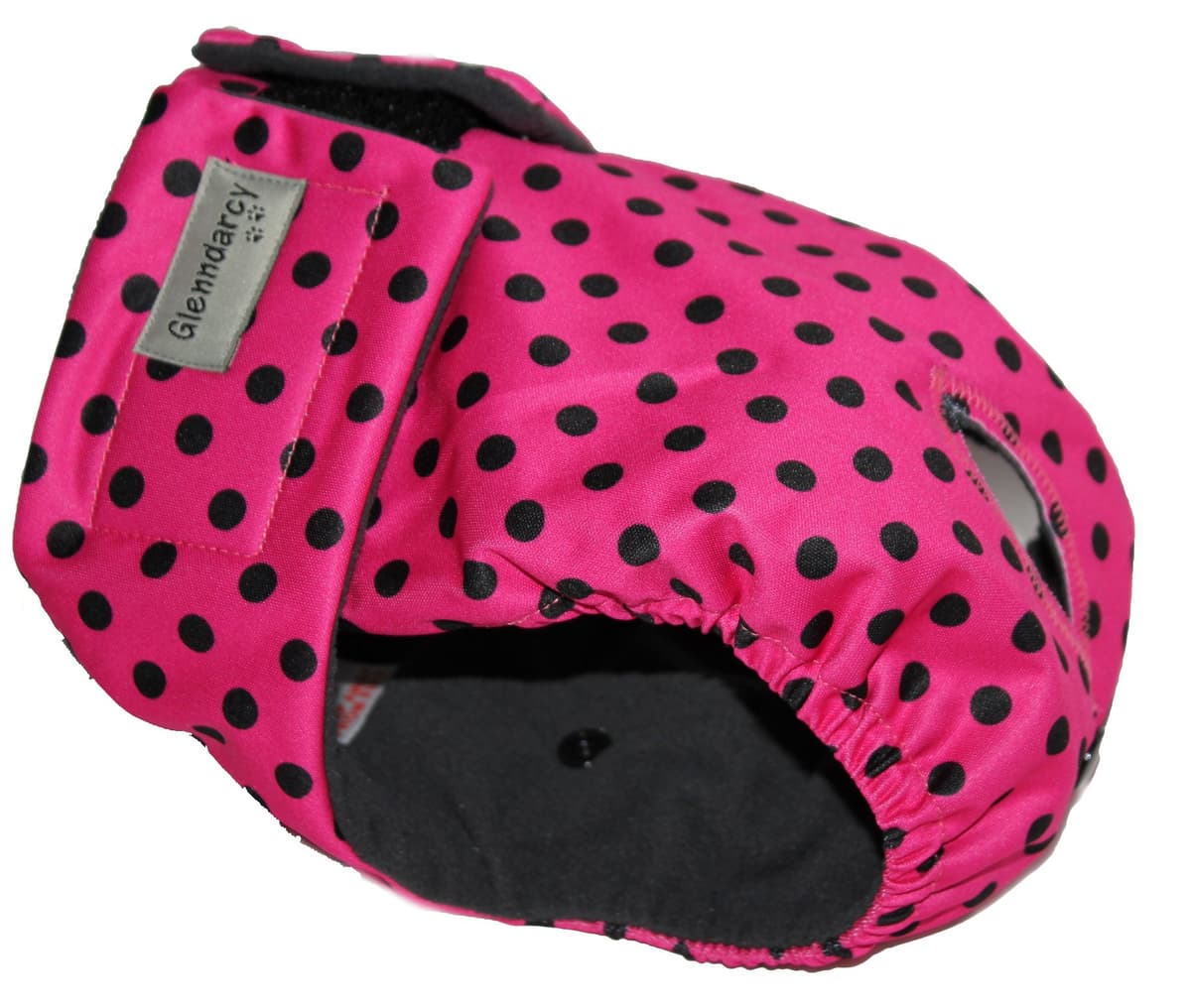 Female Dog Season Nappy - Waterproof Fabric (Size Large Pants & 2 Washable Pads, Dotty Pink)