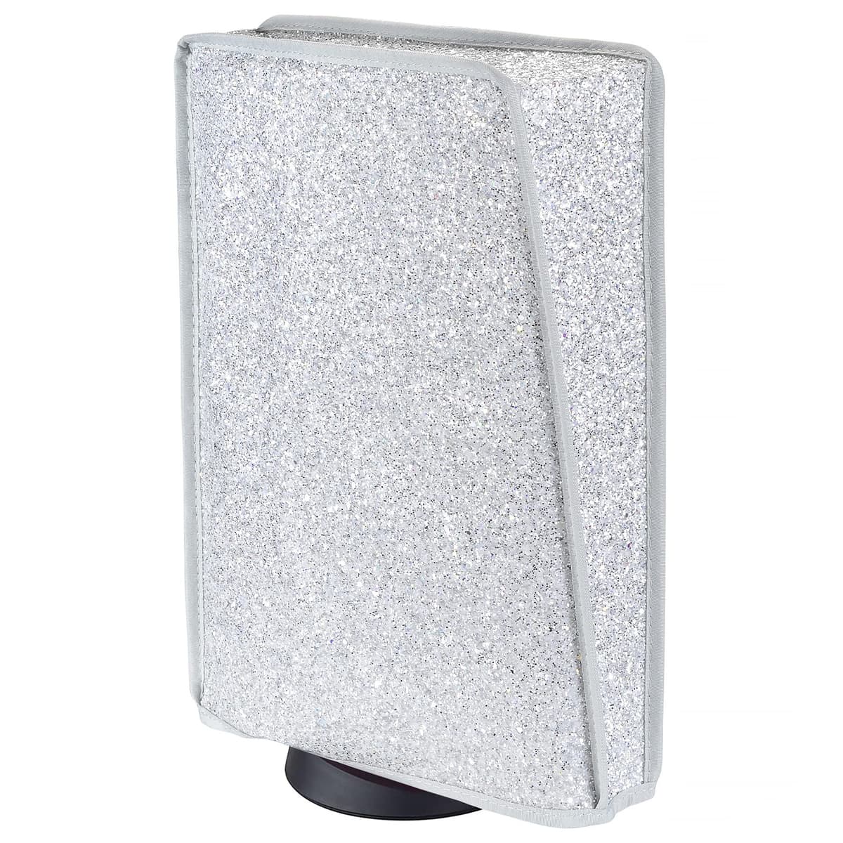 PlayVital Funda Antipolvo Vertical para ps5 - Cubierta Protectora Antirrayas y Anti-Agua, Doble Capa con Forro Suave, Compatible con ps5 Digital & Estándar, Accesorio para Consola (Plata Brillante)