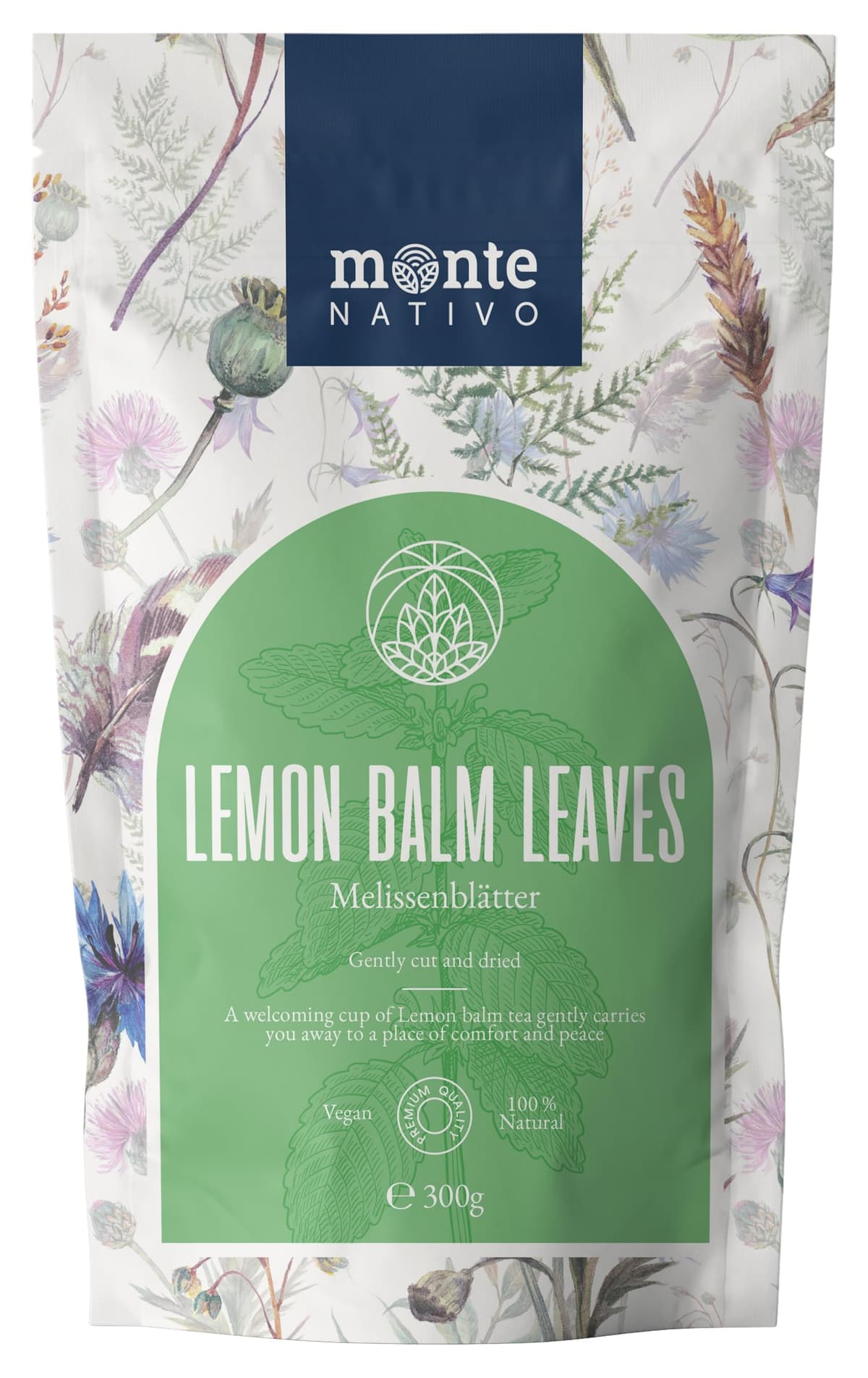 Lemon Balm Tea Monte Nativo (300g) - Gently Dried Lemon Balm Leaves - Aromatic and 100% Pure and Natural Loose Leaf Herbal Tea Without Additives - As a healthy, refreshing infusion